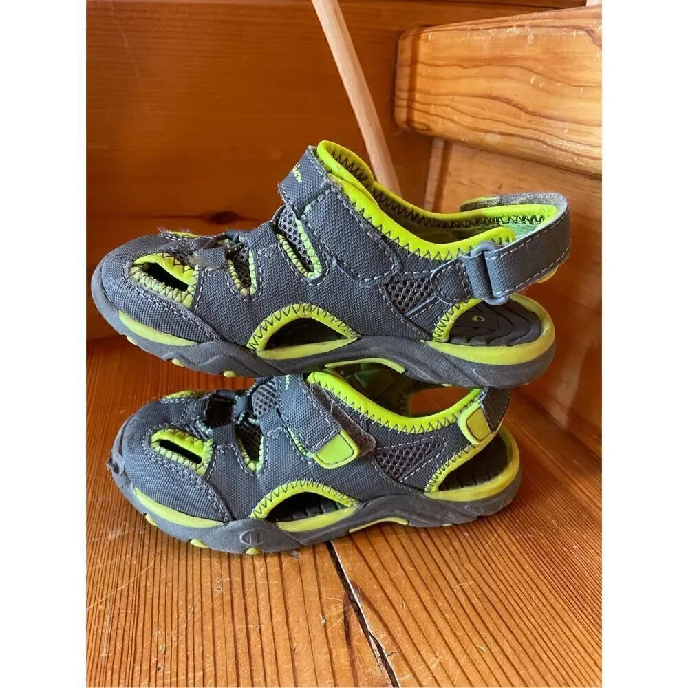 Champion Boys Sandals - Size 10 - Neon Green And Grey